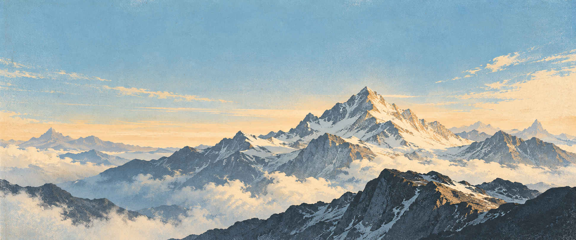 Illustrated mountain range