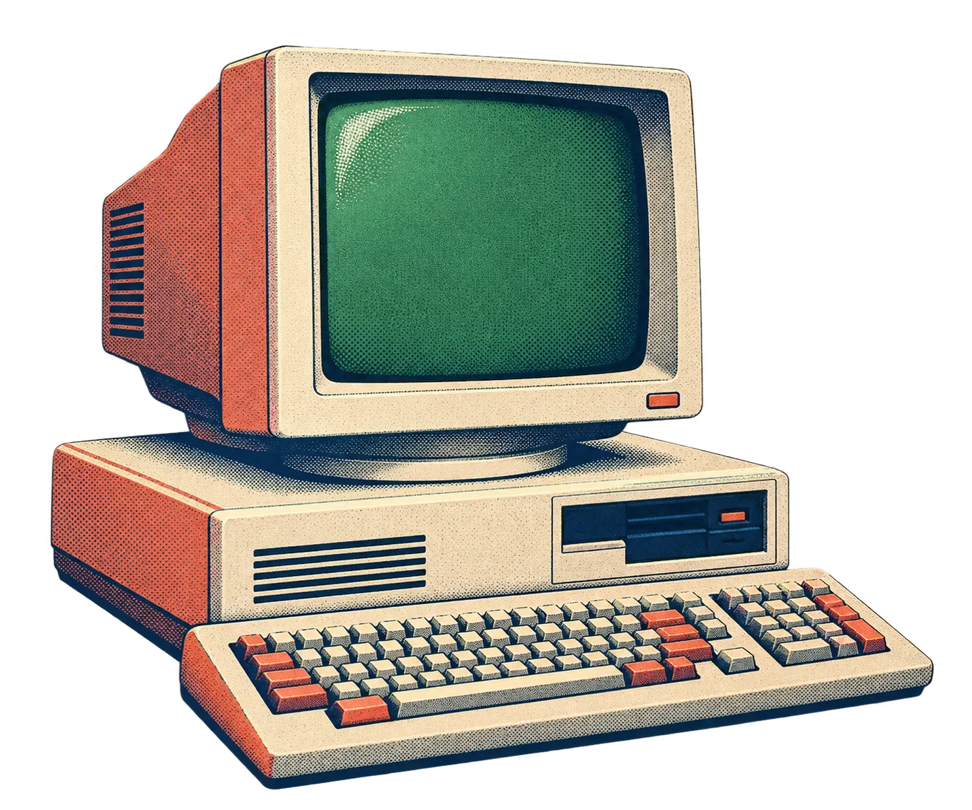 Illustration of an 1980s personal computer